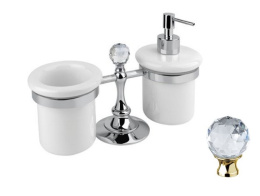 Стакан и диспенсер настольные Cezares Olimp TDT-03/24-Sw цвет золото, ручки Swarovski