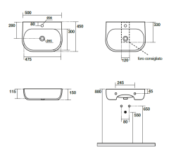 Фото Kerasan Nolita Раковина подвесная/накладная 50х45 см, с 1 отв под смеситель, цвет белый глянцевый