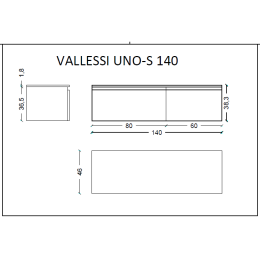 Armadi Art Flat 897-140-A glossy Ящик под столешницу 140см АНТРАЦИТ глянец VALLESSI UNO-S