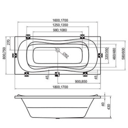 Акриловая ванна 180x80 Ravak (CB21000000), прямоугольная