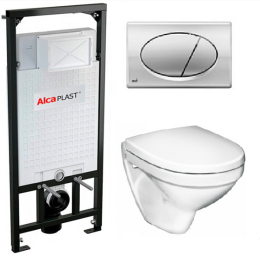 Фото Инсталляция Alcaplast с унитазом Gustavsberg Nautic 5530 GB115530001000, сиденье микролифт клавиша х