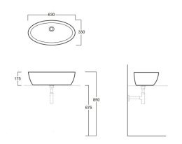 Раковина Simas Lft Spazio LFT 64 bi накладная без отверстия под смеситель, 63*33*17,5 см