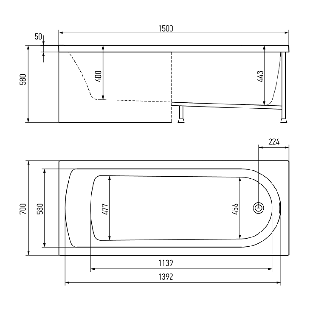 Фото Акриловая ванна 150x70 Timo (MIKA1570)