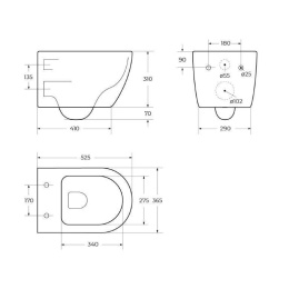 Чаша подвесного унитаза BelBagno TRE BB8001CHR/SC