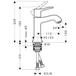Смеситель для раковины 31077000 Hansgrohe Metris Classic