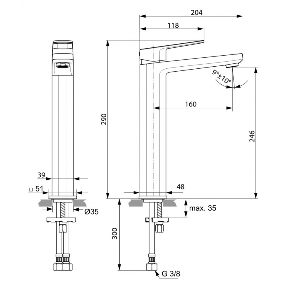 Смеситель Ideal Standard Tonic II Vessel для раковины, хром, A6329AA