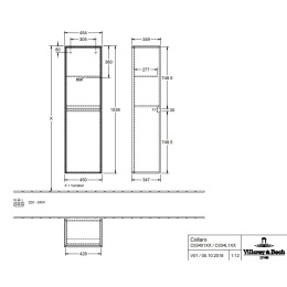 Villeroy Boch Collaro C03401MS Шкаф пенал для ванной комнаты, петли справа (White Matt)