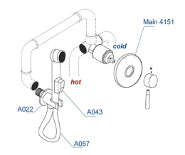 Фото WasserKRAFT A04157 Встраиваемый комплект для биде  со шлангом 120 см
