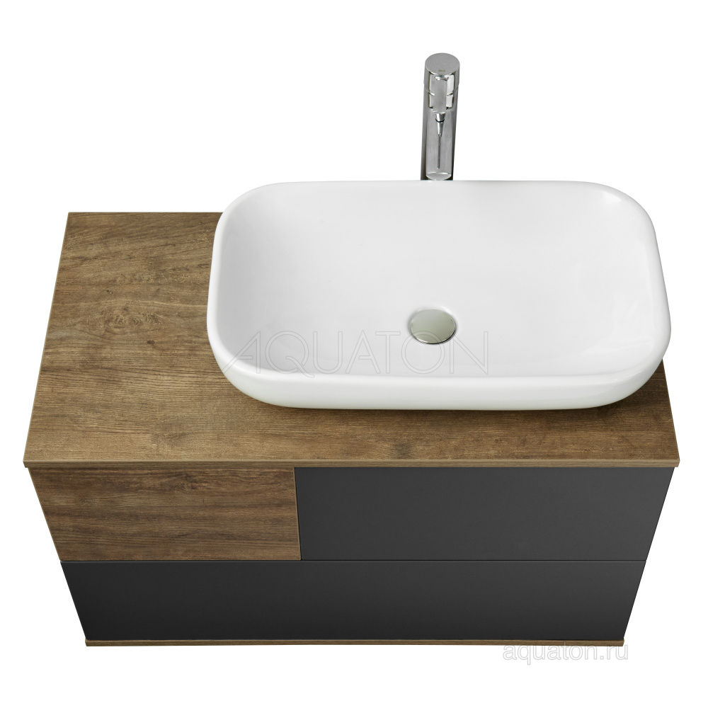 Фото Тумба под раковину Aquaton Терра 85 дуб кантри, антрацит 1A247201TEKA0