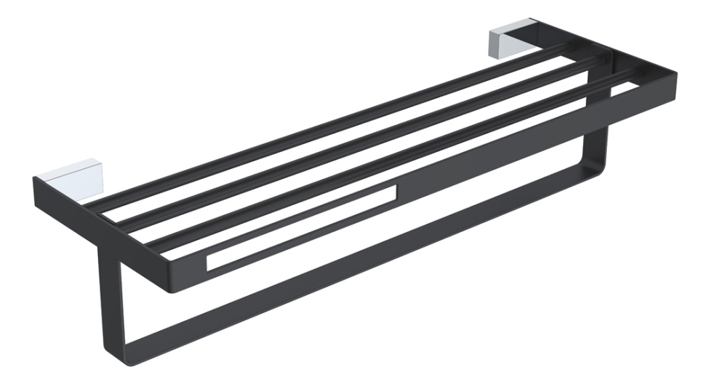 Фото Полка для полотенец Boheme Q (10947-CR-B) хром, черный