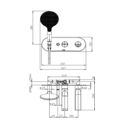 Наружная часть смесителя для ванны BOSSINI APICE Z00557.030 с изливом и ручным душем 140 мм, хром