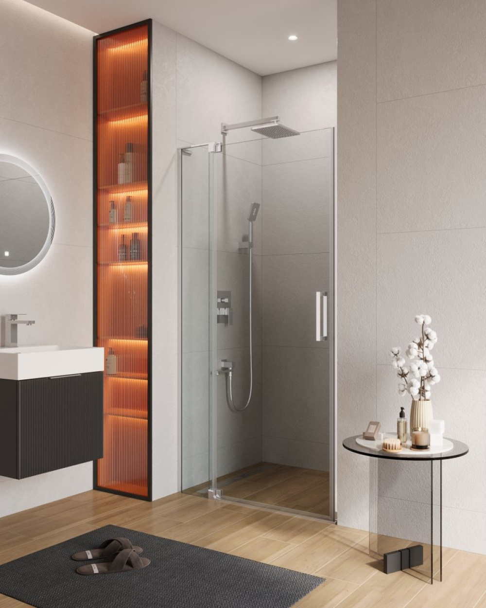 Душевая дверь Cezares SLIDER-B-1-80/90-C-NERO 80/90 х 195 см, профиль черный, стекло прозрачное