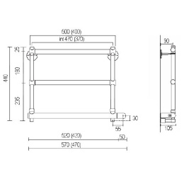 Полотенцесушитель электрический Margaroli Sole 540-3 BOX 5404703OBNB, высота 44 см, ширина 57 см, ст