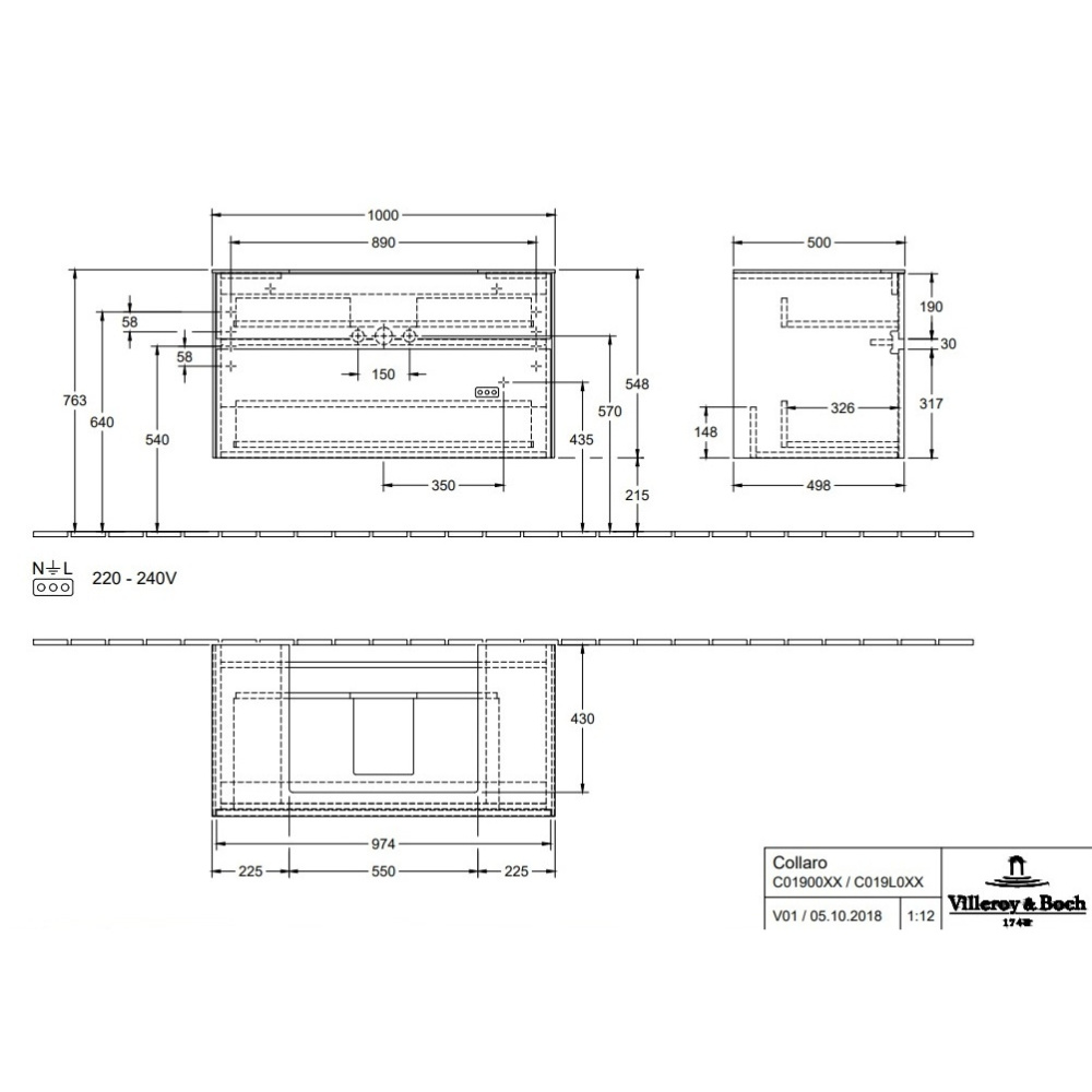 Villeroy Boch Collaro C019L0VH Тумба под раковину 1000х500 мм (Arizona Oak)