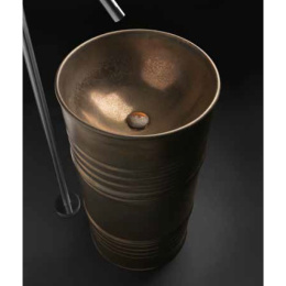 Раковина Kerasan Artwork Barrel 474383, 45 x h90 см напольная, слив в стену, ржавчина