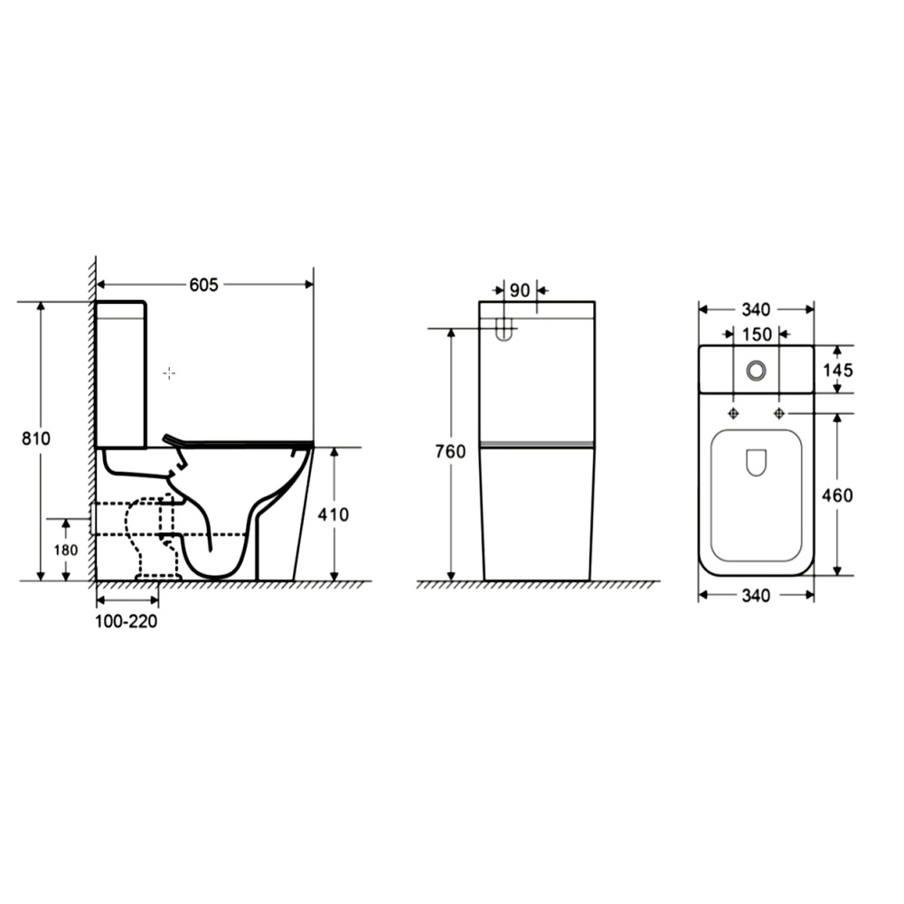 Унитаз-компакт Azario Quadro (AZ-2175-MB) Черный матовый