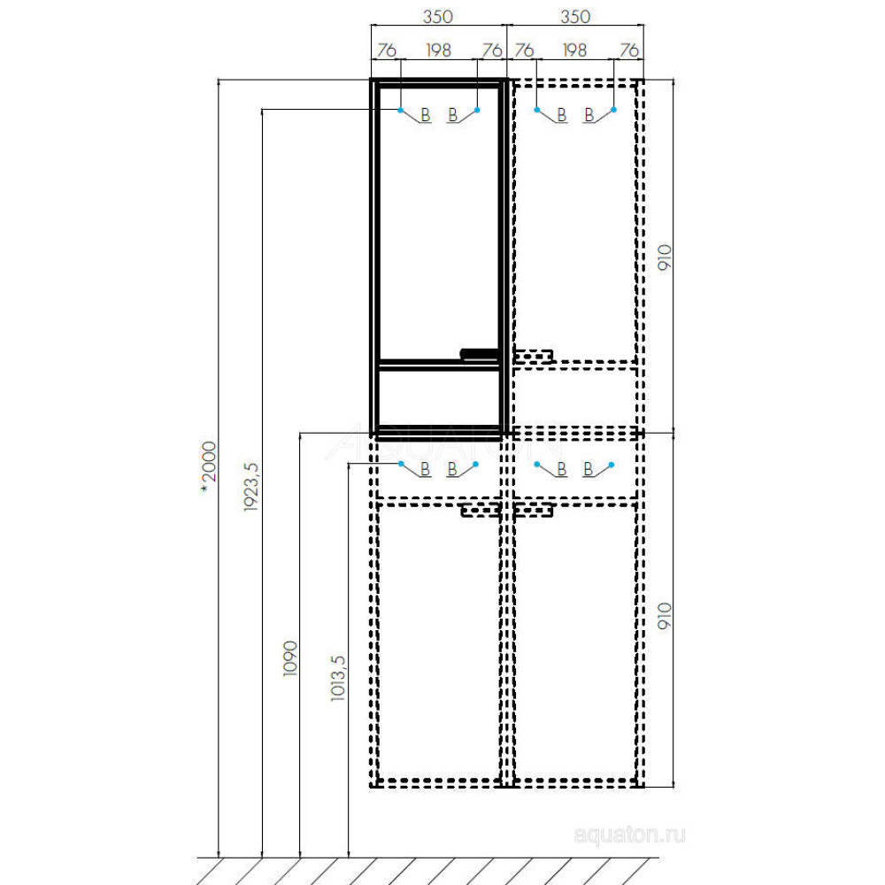 Шкаф - колонна Aquaton Флай 1-створчатый белый, дуб крафт правый 1A237903FAX1R