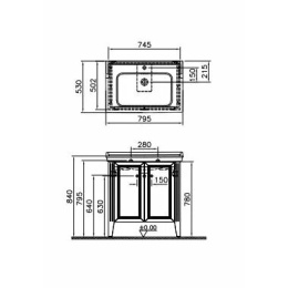 Тумба с раковиной Vitra Valarte (62154) серый