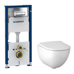 Geberit Acanto 500.128.21.A Комплект инсталляция и унитаз подвесной безободковый, цвет унитаза: белы
