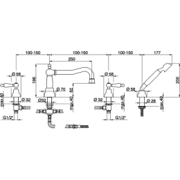 Смеситель для ванны Cisal Arcana Toscana TS00026421, хром