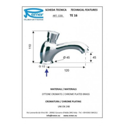 Remer TEMPOR TE16 Порционный кран для раковины (хром)