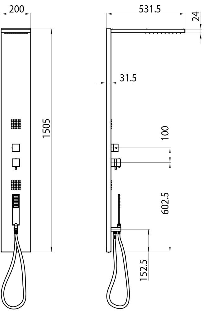 Душевая панель Bossini Manhattan-4 L00897.030, хром