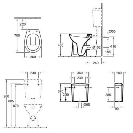 Унитаз напольный 66831001 VILLEROY&BOCH O'NOVO, 360x480 мм