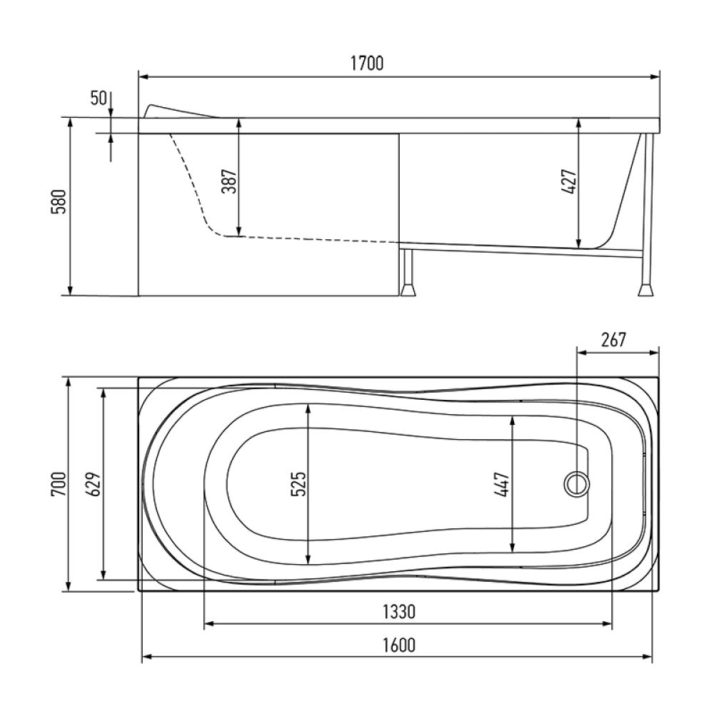 Фото Акриловая ванна 170x70 Timo (KATA1770)