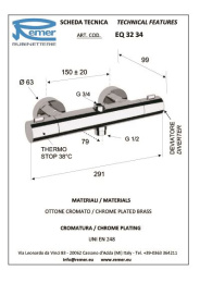 Фото Termo Смеситель Remer для душа RR EQ32 34 термостат с выходом 3/4"