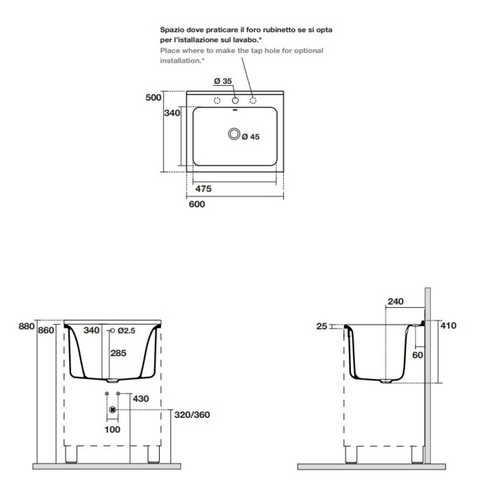 Фото Постирочная раковина 60х50 Kerasan Aquadom 029201*1