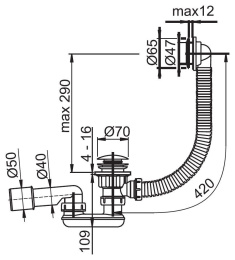Сифон Ravak Sabina (X01315), хром, белый
