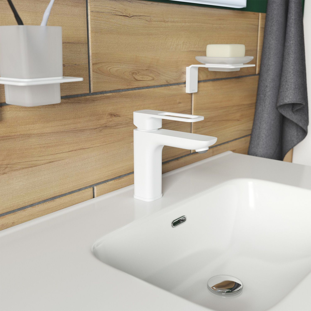 Фото Смеситель для умывальника белый матовый IDDIS Slide (SLIWT00i01)