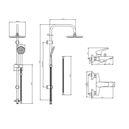 Dorff D0708010BL Душевой комплект 2в1: душевая система Comfort DORFF со смесителем Origin Bit DAMIXA