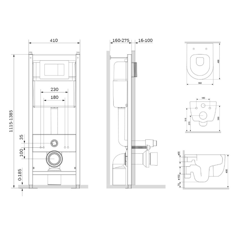 Damixa DX86.IS10101.1700 Инсталляция с клав белый с подвесным унитазом Sirius безободк с сид м/лифт