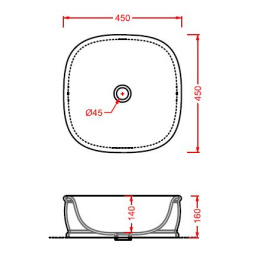 Раковина накладная 45 см ArtCeram Azuley (AZL001 05 00) белый
