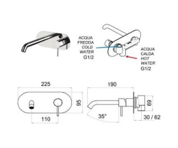 Remer X STYLE X15L Настенный смеситель для раковины (хром)