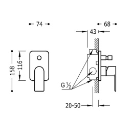 Фото Смеситель Tres Loft-tres 20018001 для душа