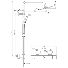 Душевая система с термостатическим смесителем для душа Ideal Standard CERATHERM C100 A7540AA
