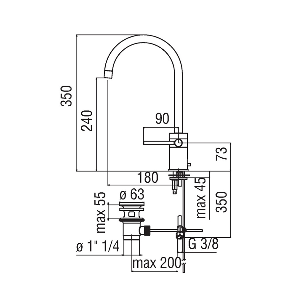 NOBILI Plus PL00148/1CR - Высокий смеситель для раковины (хром)