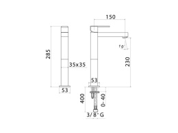 Фото Смеситель для раковины Mamoli Feel 4846S140D10K высокий без дон.клапана, 1отв.matt black