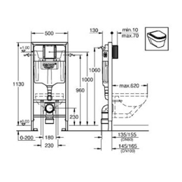 Инсталляция Grohe с безободковым унитазом Villeroy&Boch O.novo 5660 HR01, сиденье микролифт, комплек