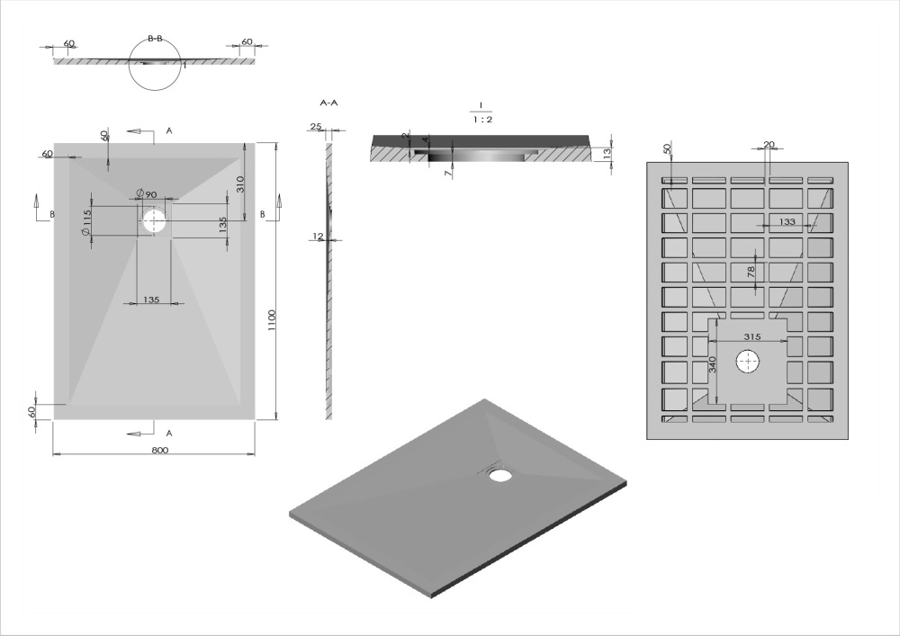 Поддон для душа Vincea (VST-4SR8011A) антрацит