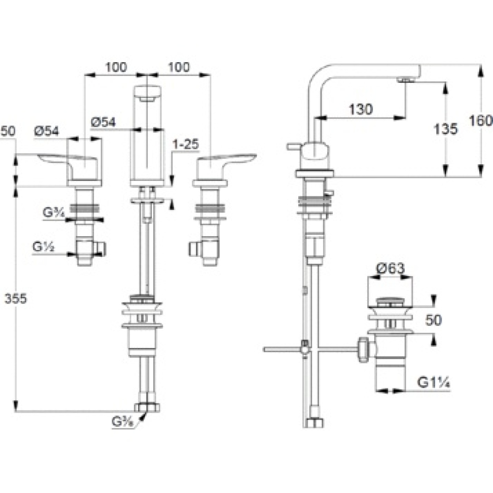 Смеситель для раковины Kludi Pure&Solid (343940575) хром