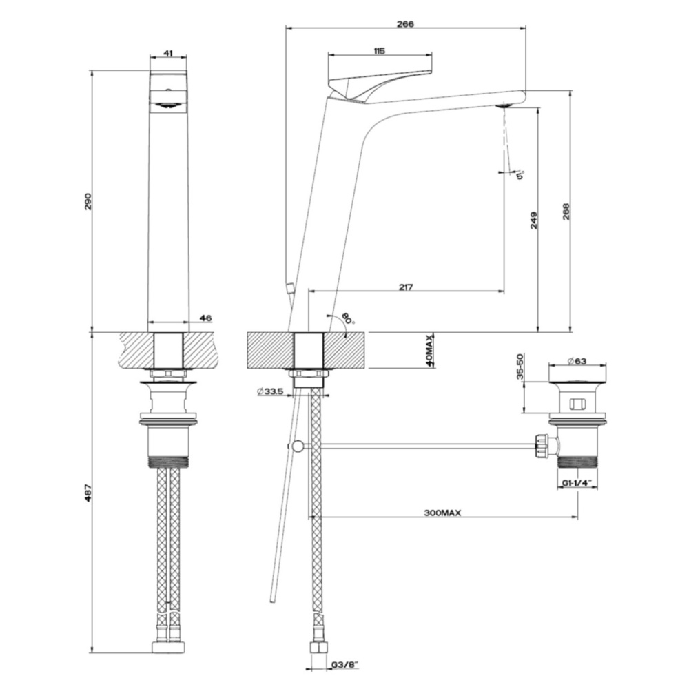 Смеситель для раковины Gessi Via Solferino (49003#031) хром