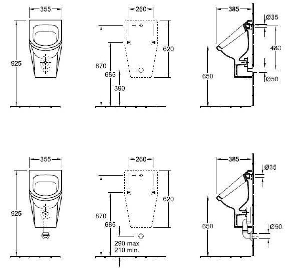 Villeroy&Boch Omnia Architectura 557425R1 Писсуар подвесной