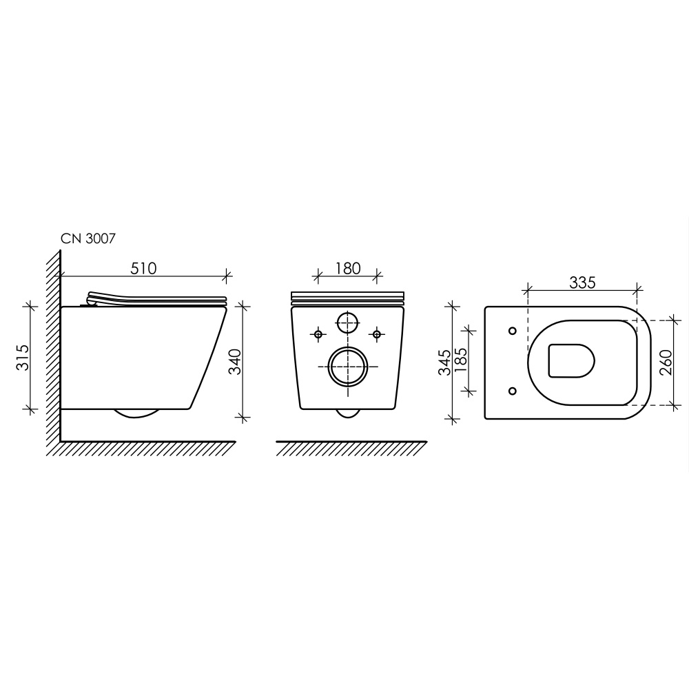 Подвесной унитаз Ceramica Nova CN3007_1002W_1000 Сет 4 в 1 Rimless с системой инсталляции