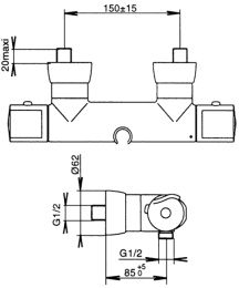 Фото Смеситель Jacob Delafon Salute E71089 для душа термостатический с эксцентриками