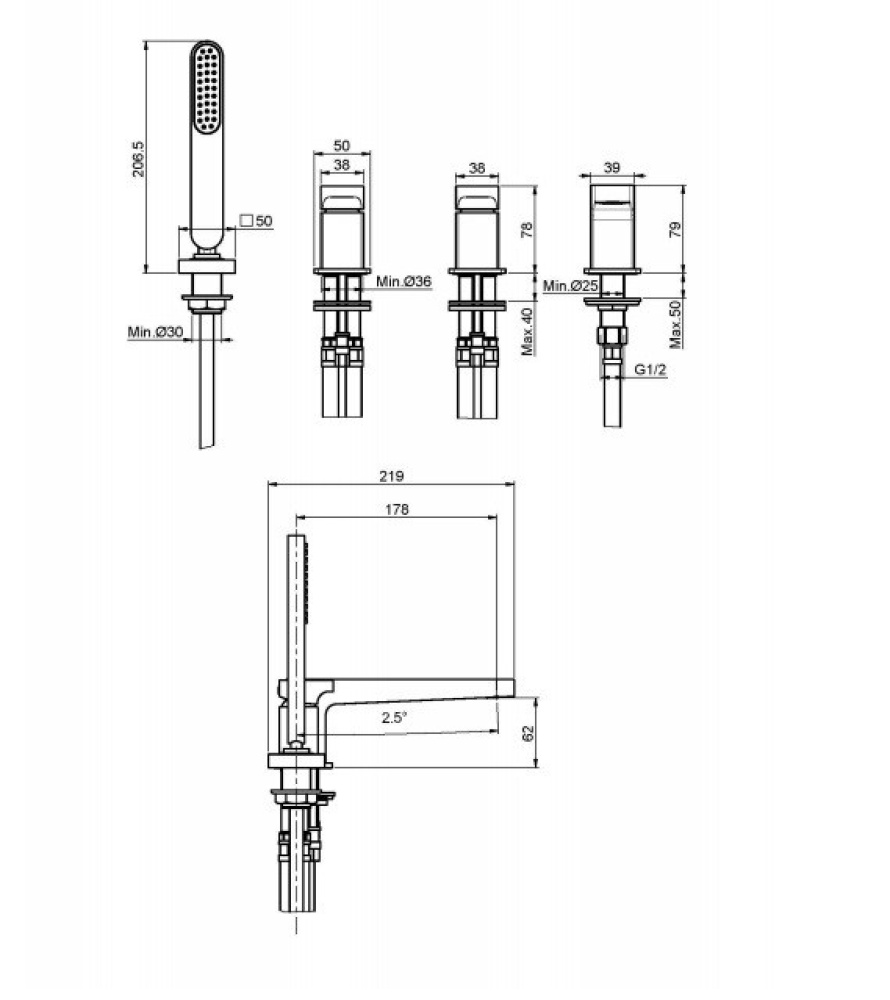 Фото Смеситель для ванны F3944CR FIMA Carlo Frattini Next