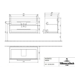 Villeroy Boch Avento A89200B4 Тумба под раковину 980х452 мм (белое стекло)