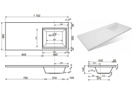 Фото Раковина Эстет Даллас (ФР-00001668) правая (110 см) над стиральной машиной